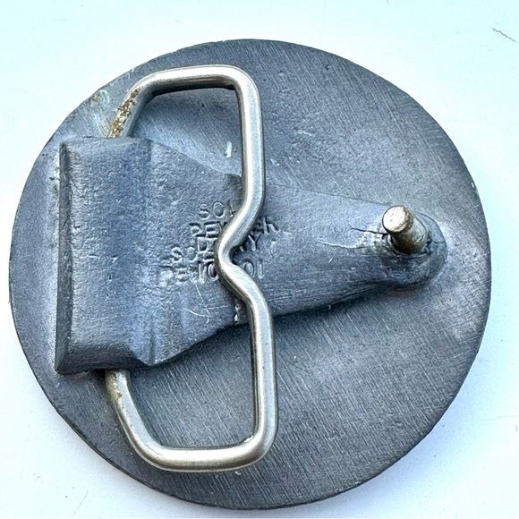 Vintage Delaware seal solid pewter belt buckle - Picture 3 of 4